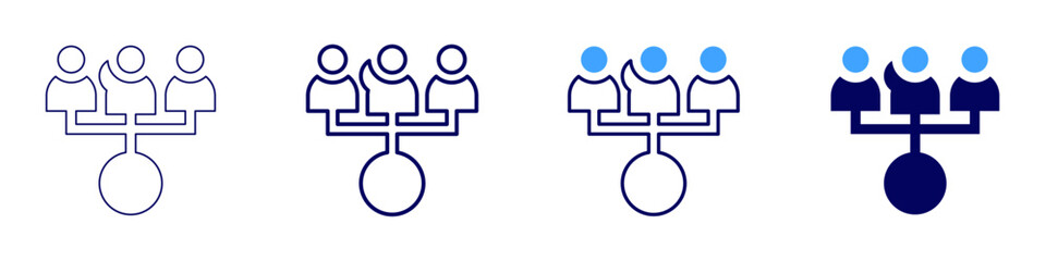 Teamwork analytics icon in 4 different styles. Thin Line, Line, Bold, and Bold Line. Duotone style. Editable stroke