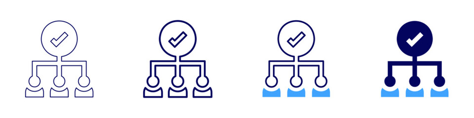 Teamwork checklist icon in 4 different styles. Thin Line, Line, Bold, and Bold Line. Duotone style. Editable stroke