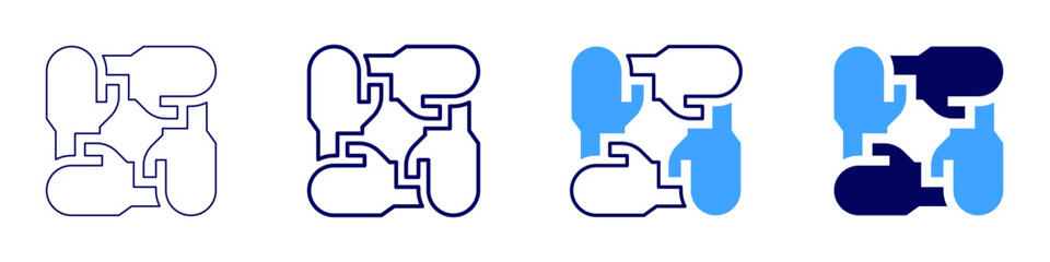 Teamwork delegation icon in 4 different styles. Thin Line, Line, Bold, and Bold Line. Duotone style. Editable stroke