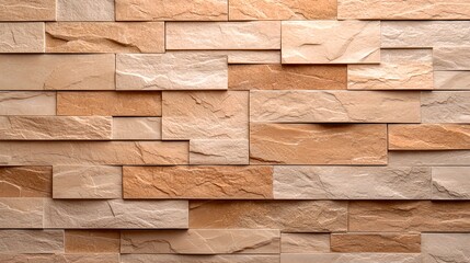 Fototapeta premium Beige and Brown Stone Wall Texture Background. Closeup of