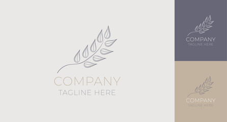 Leaves or Branch Elegant Minimal Logo Design in Natural Colors