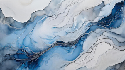 Fototapeta premium Abstract blue marble texture with flowing patterns and natural tones