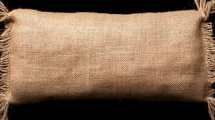 Beige Textured Pillow with Brown Pattern and Fringe