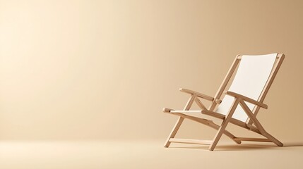 Beige Wooden Folding Chair on Neutral Background