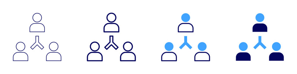 Teamwork leadership icon in 4 different styles. Thin Line, Line, Bold, and Bold Line. Duotone style. Editable stroke