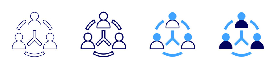 Teamwork resolutions icon in 4 different styles. Thin Line, Line, Bold, and Bold Line. Duotone style. Editable stroke