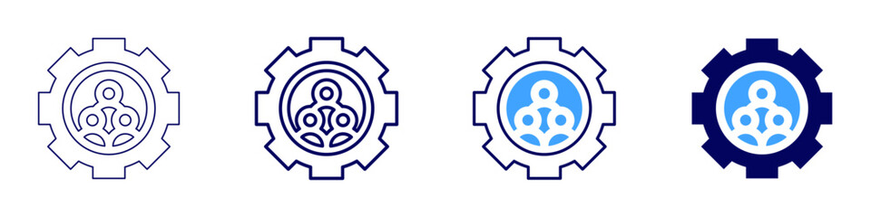Teamwork strategy icon in 4 different styles. Thin Line, Line, Bold, and Bold Line. Duotone style. Editable stroke
