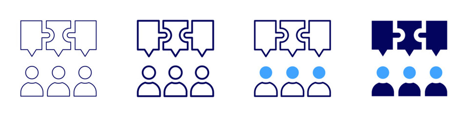 Unity icon in 4 different styles. Thin Line, Line, Bold, and Bold Line. Duotone style. Editable stroke
