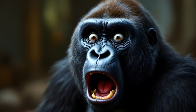 Surprised Gorilla Close Up Photo Amazing Wildlife Image