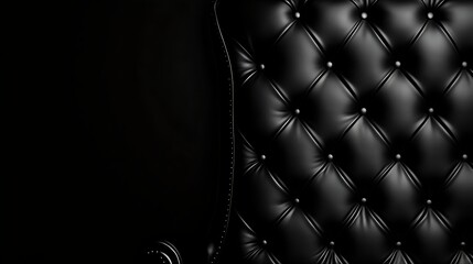 Obraz premium Black Leather Chair Back with Diamond Tufting Dark