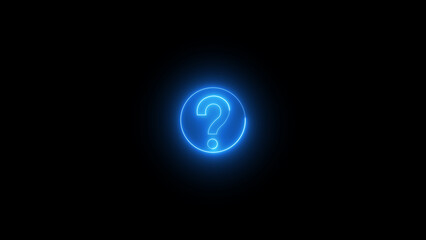 Abstract Neon question mark sign. question mark icon sign symbol isolated on black background.