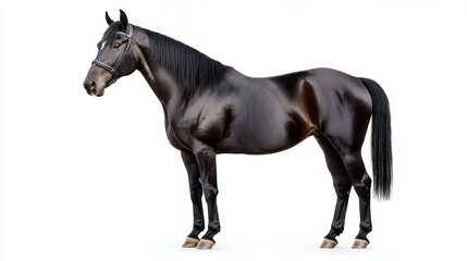 Obraz premium Black Horse Studio Portrait Against White Background