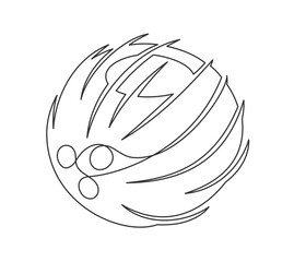 Coconut line art isolated on white background. Simple plant silhouette. Hand drawn coconut outline. Editable stroke. Vector illustration