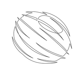 Coconut line art isolated on white background. Simple plant silhouette. Hand drawn coconut outline. Editable stroke. Vector illustration