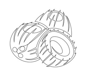 Coconuts line art isolated on white background. Simple plant silhouette. Hand drawn coconuts outline. Editable stroke. Vector illustration