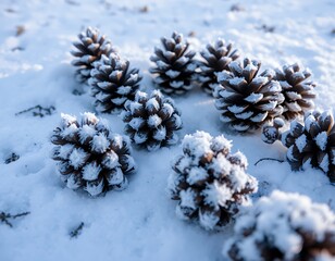 Frozen Pine Cones in Winter Wonderland