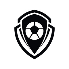 Simple black and white soccer shield logo icon design