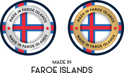 Fototapeta premium Made in Faroe Islands. Premium labels, stickers, pointer, badge and symbol of Faroe Islands flag icon. Collection vector illustration