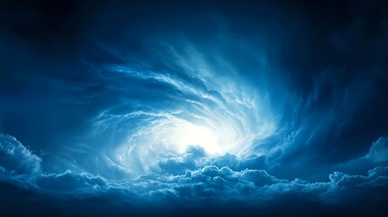 Blue Night Sky Swirling Clouds Vortex