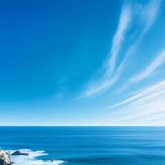 Obraz premium Blue Ocean and Sky Coastal Landscape