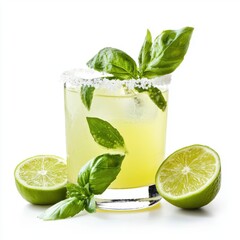 lime juice with fresh basil leaves