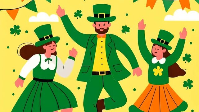 animated footage of people dancing on st patrick's day