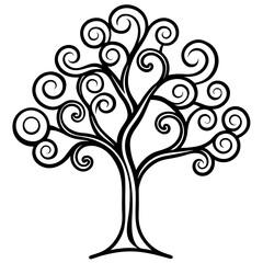 Ornate Swirling Tree Line Illustration