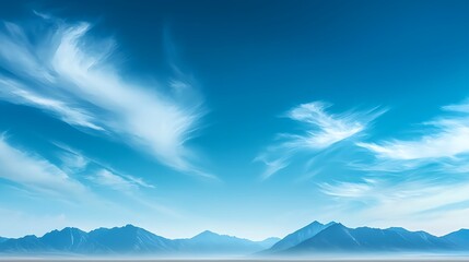 Fototapeta premium Blue Sky Over a Mountain Range Panoramic Landscape View