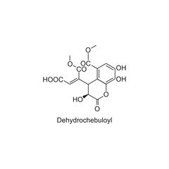 Dehydrochebuloyl skeletal structure.Tannin compound schematic illustration. Simple diagram, chemical structure.