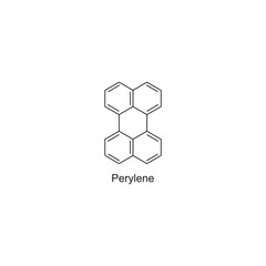 Perylene skeletal structure.Polycyclic Aromatic Hydrocarbon compound schematic illustration. Simple diagram, chemical structure.