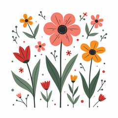 Fototapeta premium Set of different Vector flowers. Bright and colorful flower icons