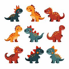 Set of vector illustrations in cartoon style. Super Cute dinosaurs on white background © Nellys