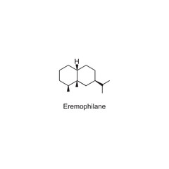 Eremophilane skeletal structure.Sesquiterpene compound schematic illustration. Simple diagram, chemical structure.