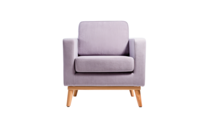 This cozy armchair features a soft, plush fabric and a minimalist design, perfect for brightening a living room or cozy reading nook. The light color and wooden legs enhance its charm
