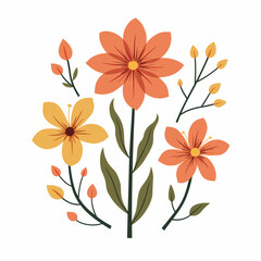 Obraz premium Set of floral elements. Flower and leaves Isolated On White Background 