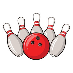 Bowling poster with ball and bowling pins
