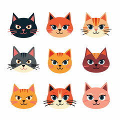 Fototapeta premium Cats set vector, collection in doodle style isolated vector 
