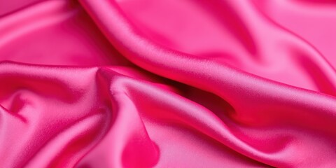 Fototapeta premium Vibrant pink satin with glossy sheen glides in fluid folds, exuding elegance and dynamic motion. (97 characters)