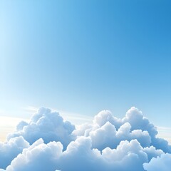 Bright Blue Sky with Fluffy White Clouds Aerial View