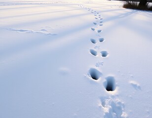 Winter Wonderland: A Trail of Footprints in the Snow