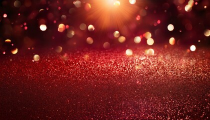 キラキラと豪華に光り輝く赤色の背景。コピースペースあり。AIで生成