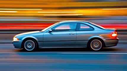 Fast Car, City Lights, Motion Blur Photography