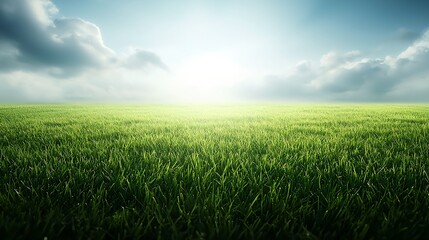 Fototapeta premium Bright Sunlight on Lush Green Field