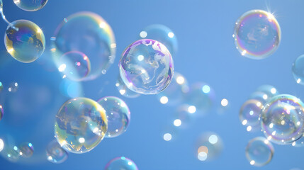 Macro Shot of Vibrant Soap Bubbles in Soft Light
