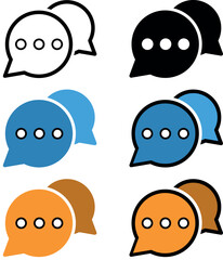 Set of Chat Message Bubbles Vector Icon. Communication icons. Talk bubble, dialog. Web icon set. Online communication. Conversation, SMS, Notification, Group Chat. Chatting icons in different styles