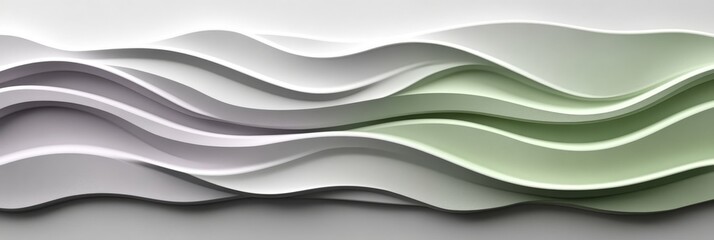 Obraz premium Pastel Lavender and Mint Green 3D Wave Pattern, Delicate, Gentle Light Gradient Texture Background