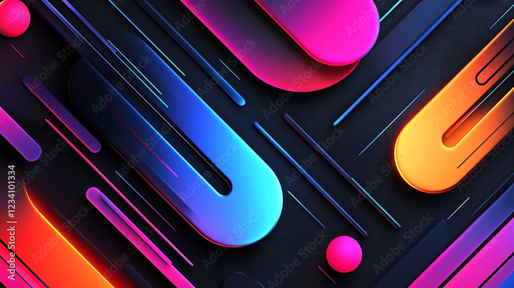Aufkleber abstract neon shapes and lines design