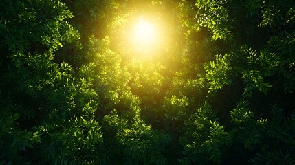 Obraz premium Bright Sunlight Through Lush Green Leaves
