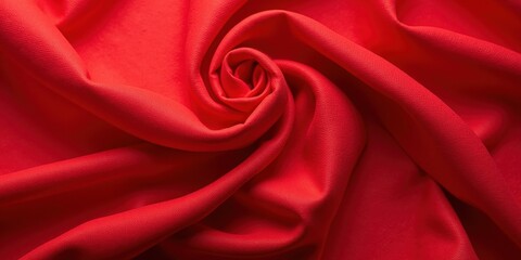 Fototapeta premium Vibrant red silk fabric exudes luxury with its deep hue and glossy, silky texture. Close-up reveals captivating, textured surface. Soft yet lustrous. 