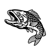 Stylized Fish Leaping with Dynamic Movement and Detailed Line Art